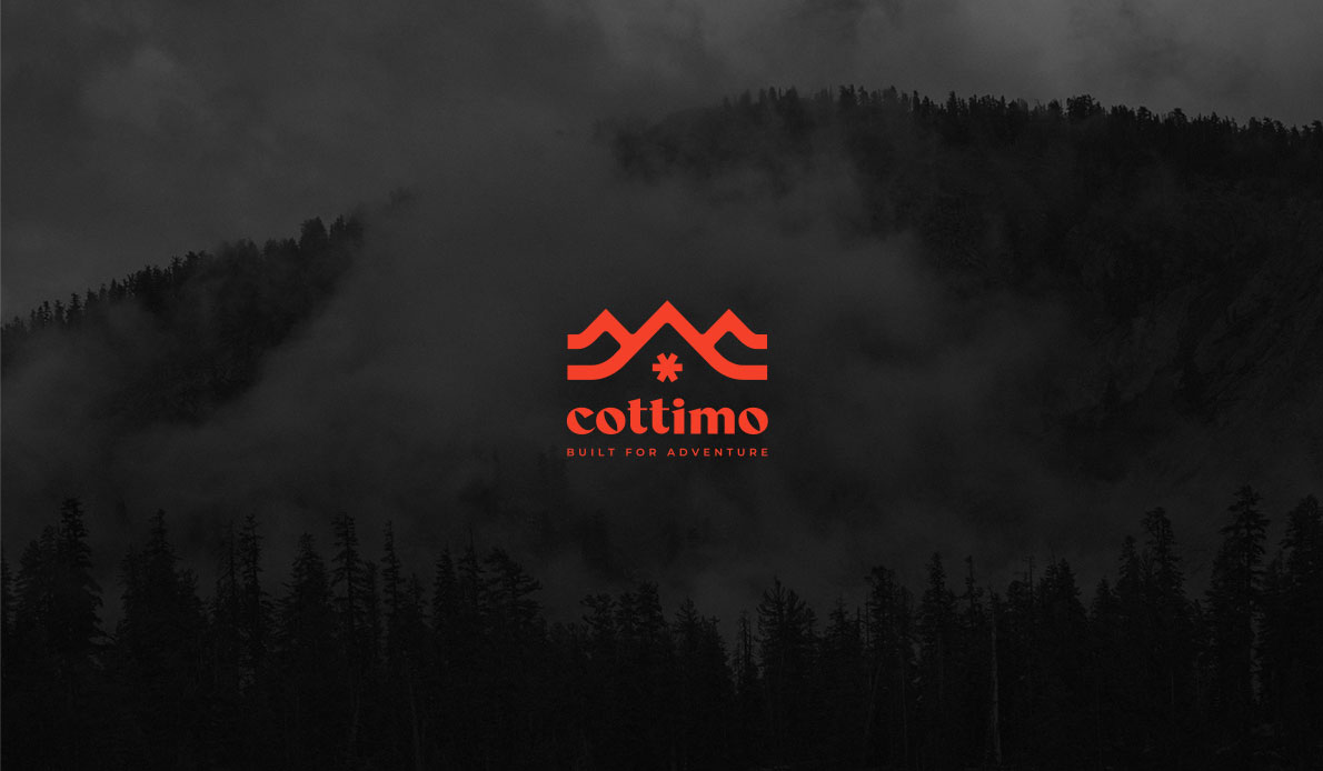 COTTIMO 戶外雪地靴品牌logo設計，山丘、雪地和遠足元素