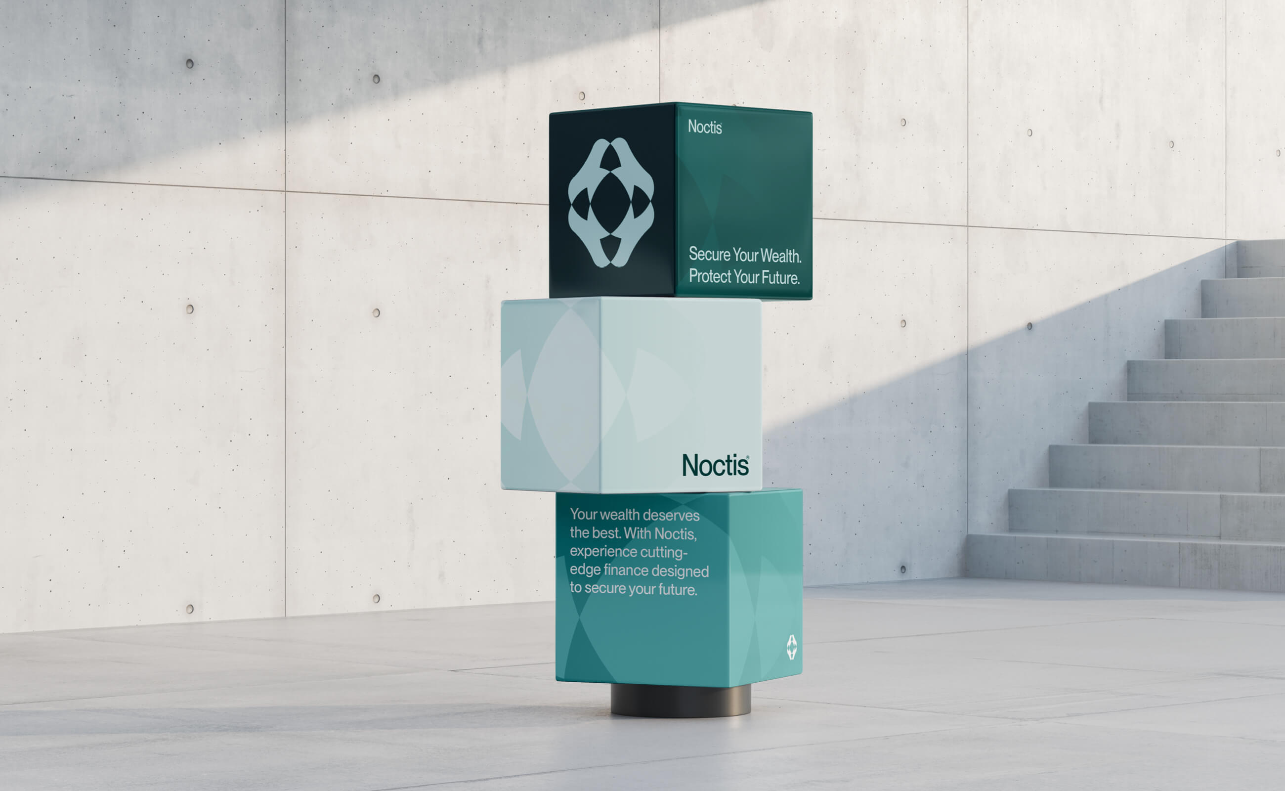 Noctis 金融科技解決方案公司logo設(shè)計品牌vi形象設(shè)計，體現(xiàn)力量保護(hù)與連通創(chuàng)新