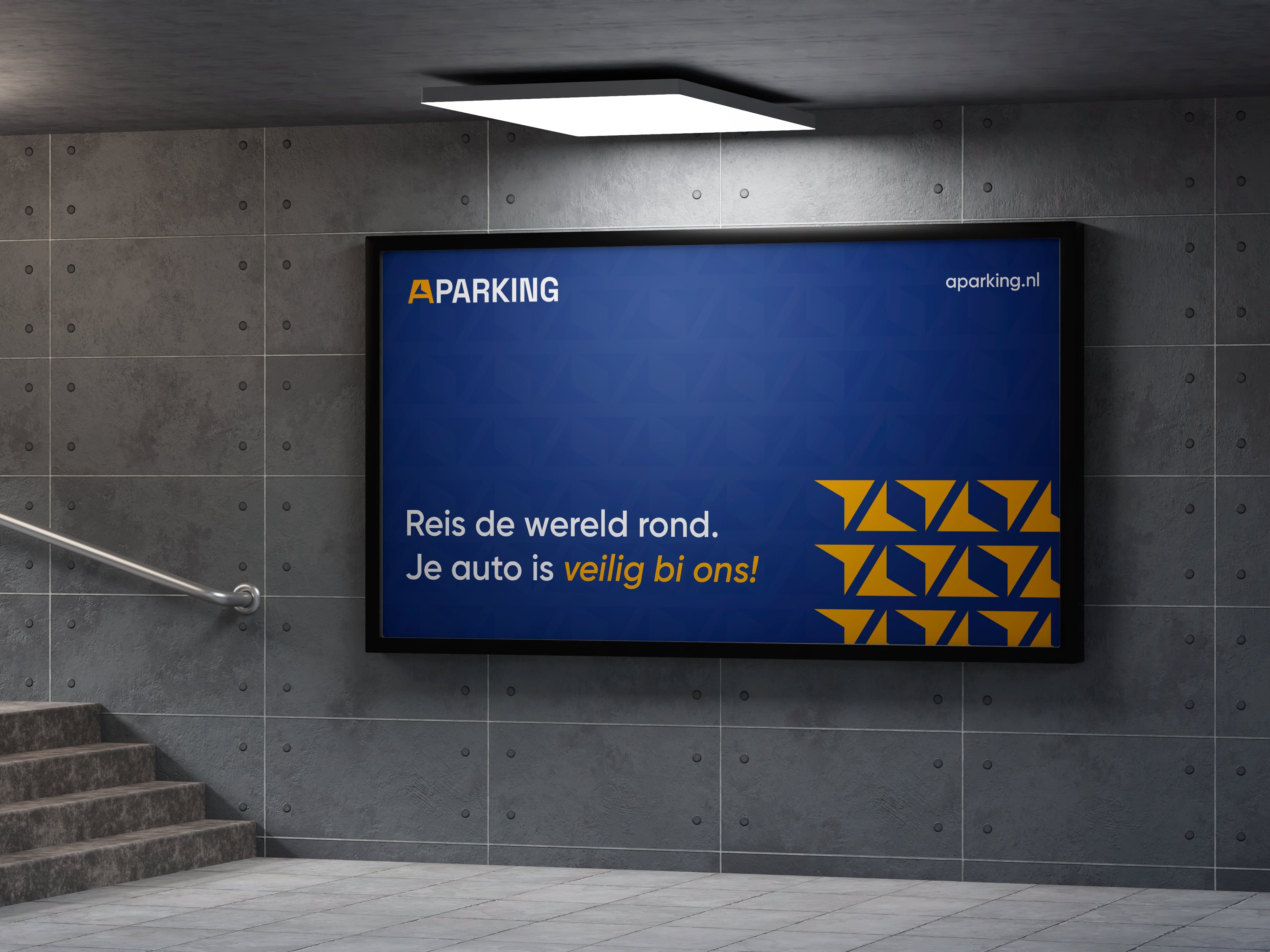 Aparking 停車位預定應用程序app品牌形象設計vi設計。藍黃科技風