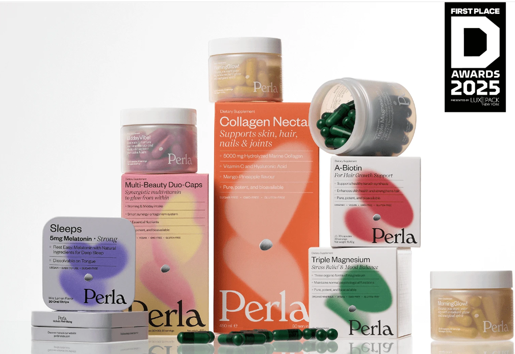 Perla美容保健品營養(yǎng)補(bǔ)充劑包裝設(shè)計，貝殼珍珠模糊下效果