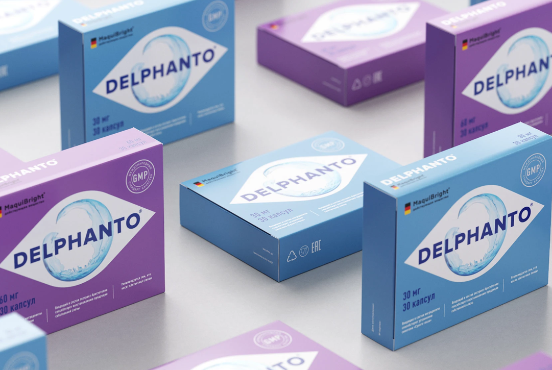 Delphanto眼睛視力健康眼藥膠囊藥品包裝設計，促進自身淚液分泌-上海醫藥包裝設計公司