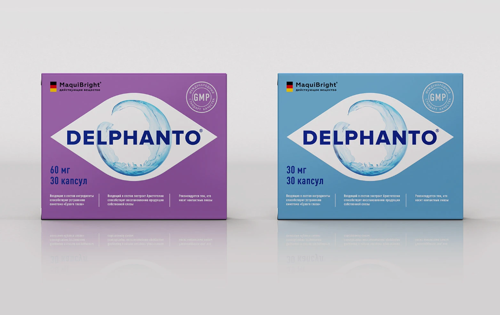 Delphanto眼睛視力健康膠囊藥品包裝設計，促進自身淚液分泌-上海醫藥包裝設計公司