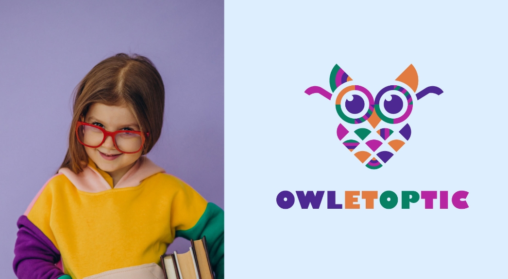 OWLETOPTIC兒童眼鏡品牌logo設(shè)計(jì)“彩色貓頭鷹”圖形