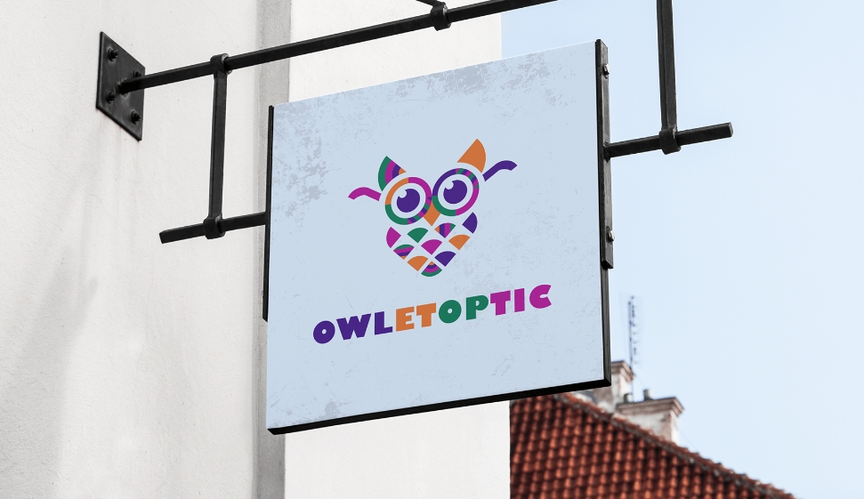 OWLETOPTIC兒童眼鏡品牌logo設(shè)計(jì)“彩色貓頭鷹”圖形