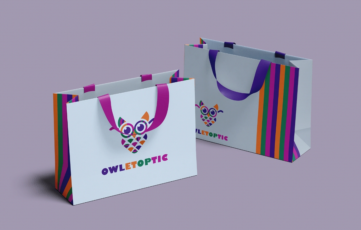 OWLETOPTIC兒童眼鏡品牌logo設(shè)計(jì)“彩色貓頭鷹”圖形