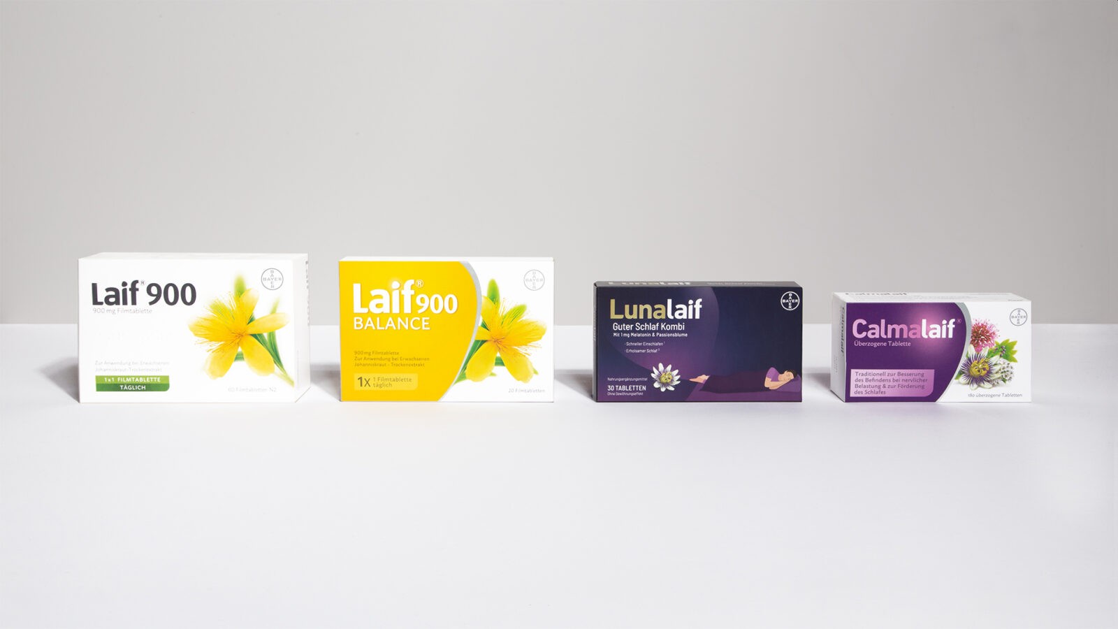 拜耳Laif品牌保健品藥品包裝設計，天然成分為精神健康注入新活力