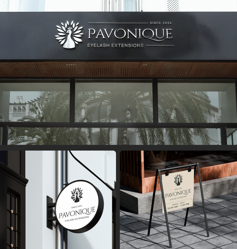 PAVONQUE繡眉睫毛醫療美容機構孔雀logo設計品牌形象vi設計