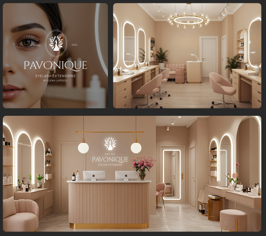 PAVONQUE繡眉睫毛醫療美容機構孔雀logo設計品牌形象vi設計