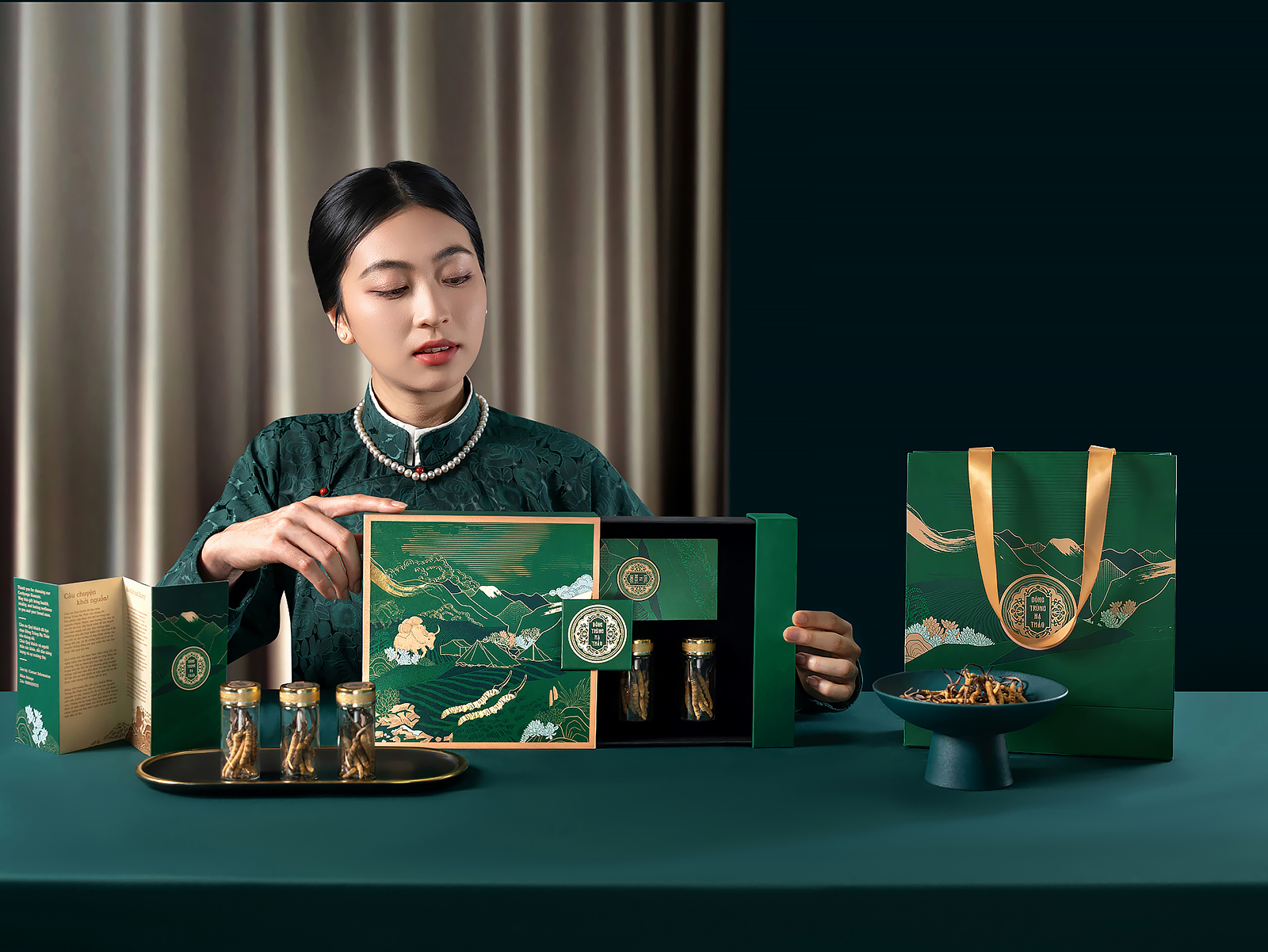 喜馬拉雅山冬蟲夏草套裝禮品禮盒包裝設計“自然山脈風景”插畫 喜馬拉雅山冬蟲夏草套裝禮品禮盒包裝設計“自然山脈風景”插畫