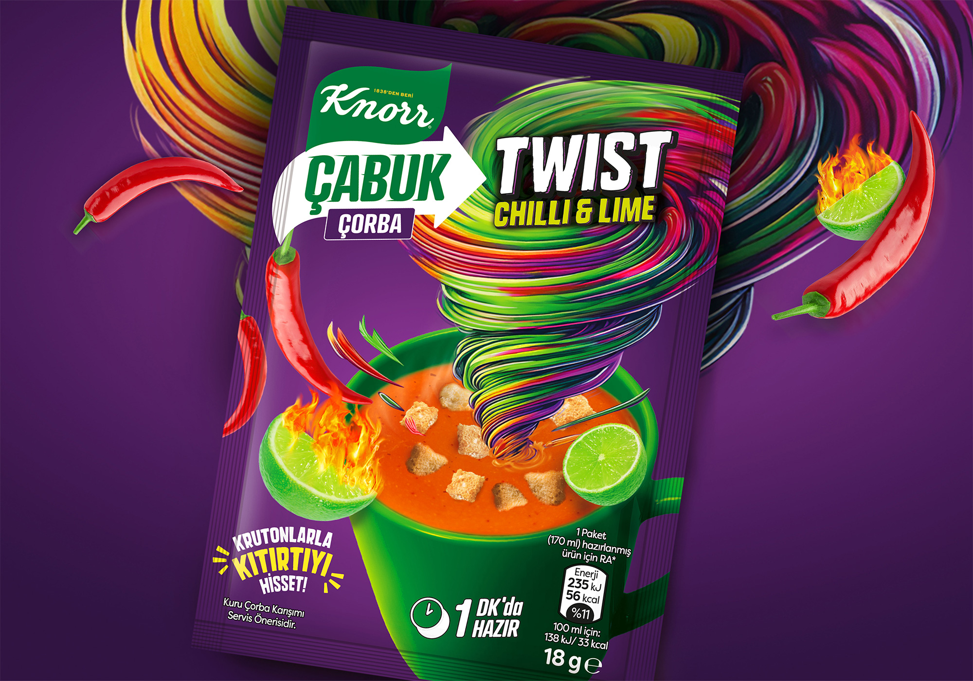 Knorr 速溶湯創(chuàng)意包裝設(shè)計(jì)，口味龍卷風(fēng)風(fēng)暴元素