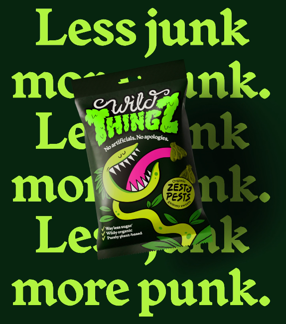 Wild Thingz有機植物基糖果打造吸引潮流的兒童叛逆品牌包裝設計及蛇吉祥物設計