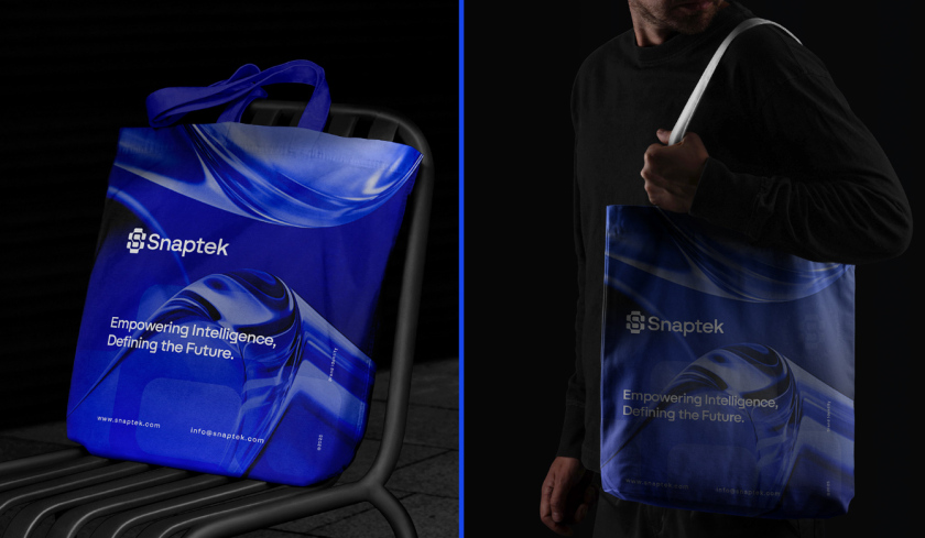 Snaptek 人工智能尖端科技品牌S字母logo設(shè)計vi設(shè)計，藍(lán)色科技風(fēng)