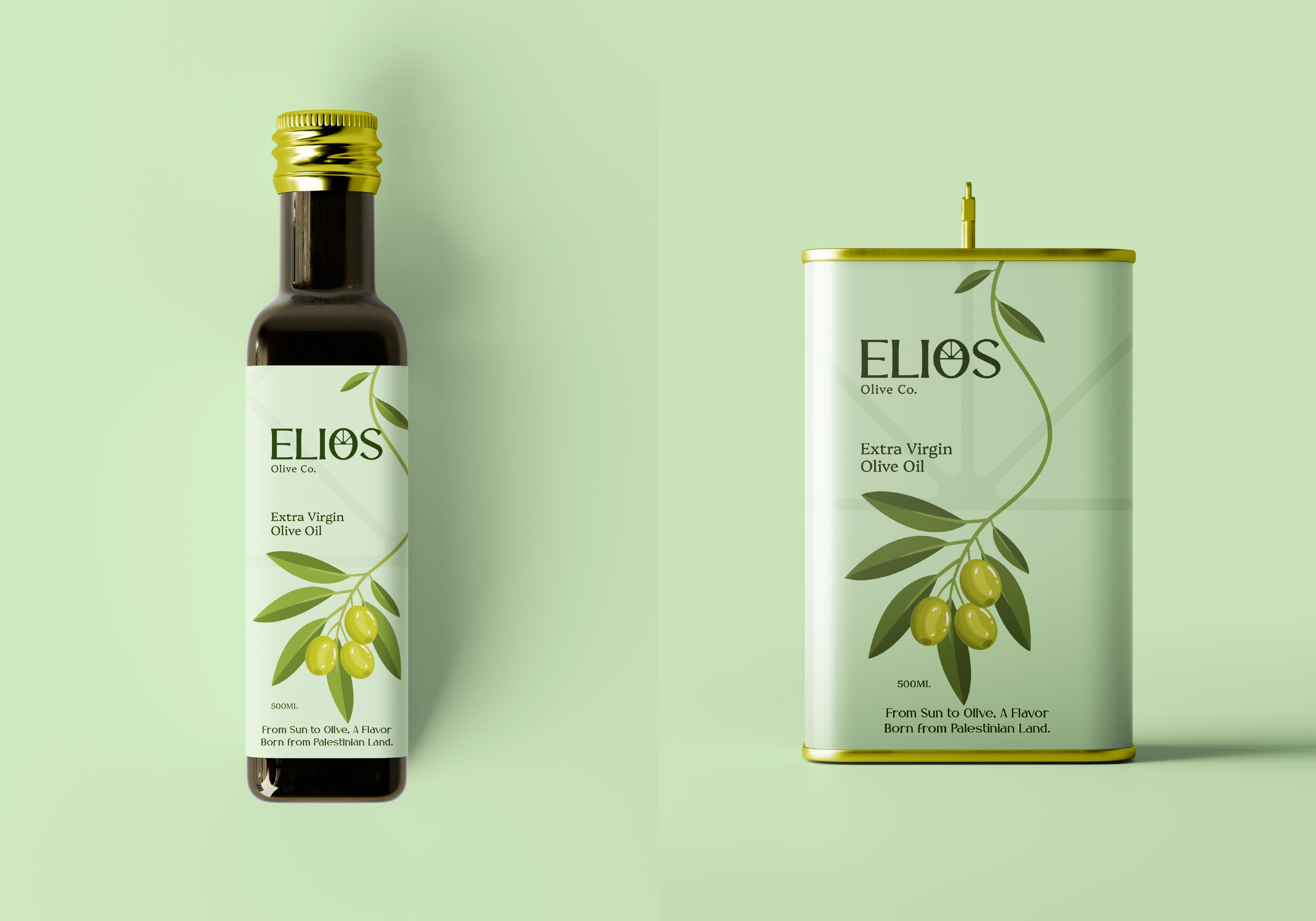 Elios代表文化和傳統橄欖油品牌logo設計包裝設計，自然清新風格