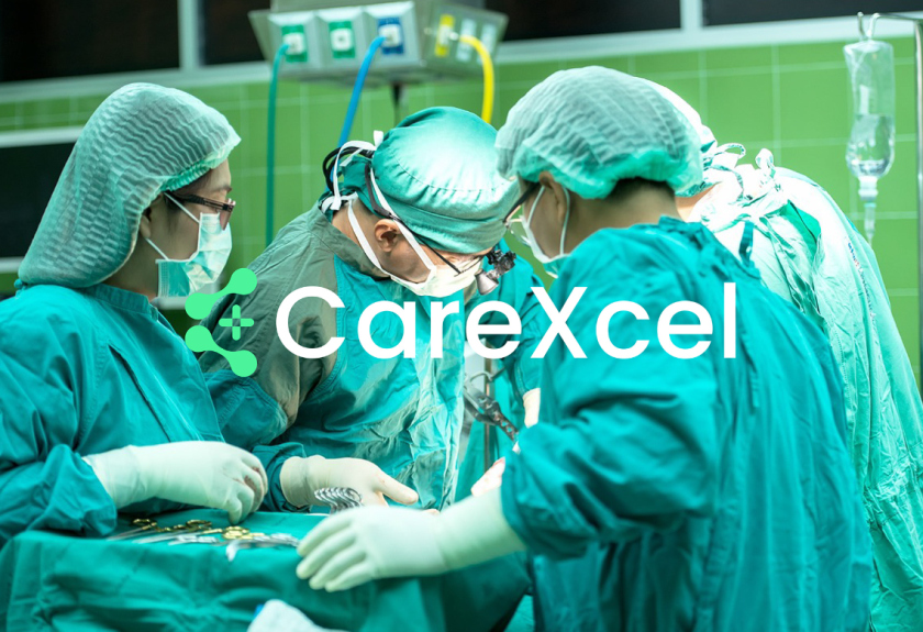 CareExcel 醫(yī)療保健解決方案公司logo設計vi設計，分子結構加十字