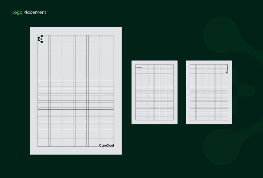 CareExcel 醫(yī)療保健解決方案公司logo設計vi設計，分子結構加十字