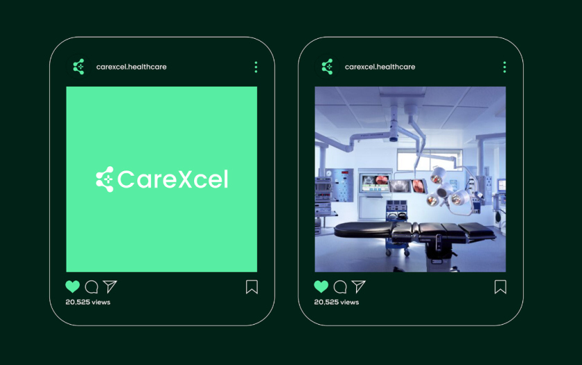 CareExcel 醫(yī)療保健解決方案公司logo設計vi設計，分子結構加十字