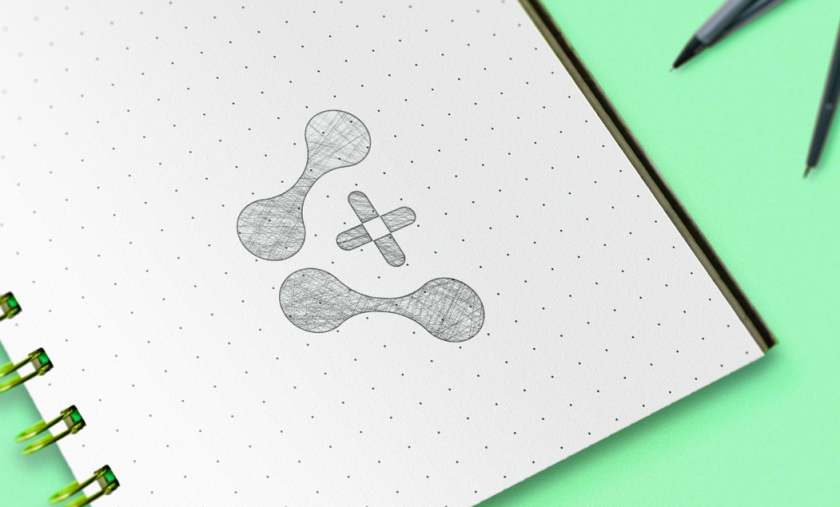 CareExcel 醫(yī)療保健解決方案公司logo設計vi設計，分子結構加十字