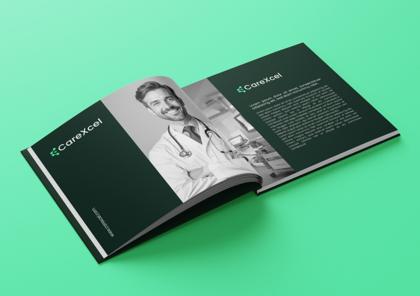 CareExcel 醫(yī)療保健解決方案公司logo設計vi設計，分子結構加十字