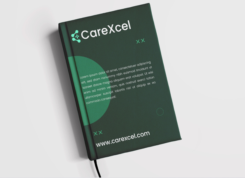 CareExcel 醫(yī)療保健解決方案公司logo設計vi設計，分子結構加十字