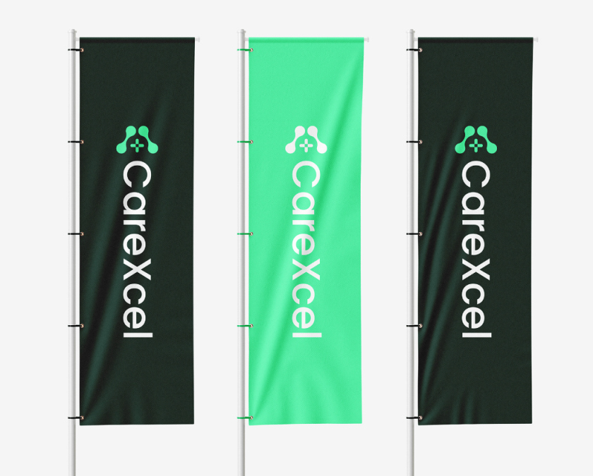 CareExcel 醫(yī)療保健解決方案公司logo設計vi設計，分子結構加十字