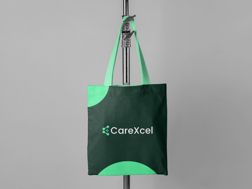 CareExcel 醫(yī)療保健解決方案公司logo設計vi設計，分子結構加十字