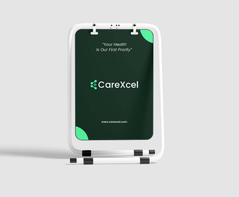 CareExcel 醫(yī)療保健解決方案公司logo設計vi設計，分子結構加十字