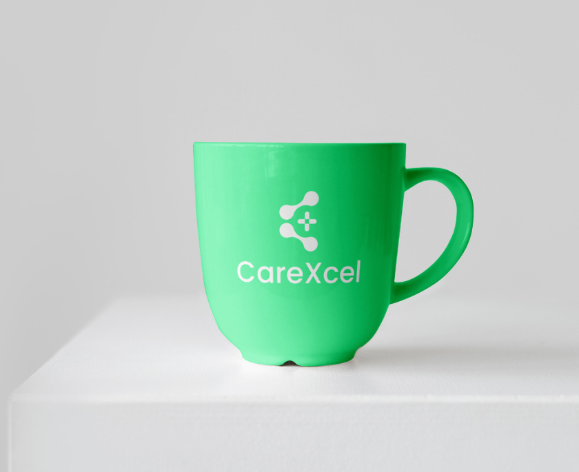 CareExcel 醫(yī)療保健解決方案公司logo設計vi設計，分子結構加十字