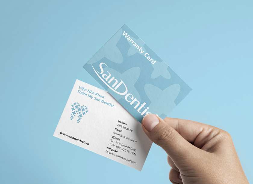 SanDentist 美容牙科品牌形象vi設計，清新風格突出安全與美麗