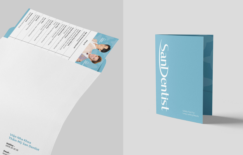 SanDentist 美容牙科品牌形象vi設計，清新風格突出安全與美麗