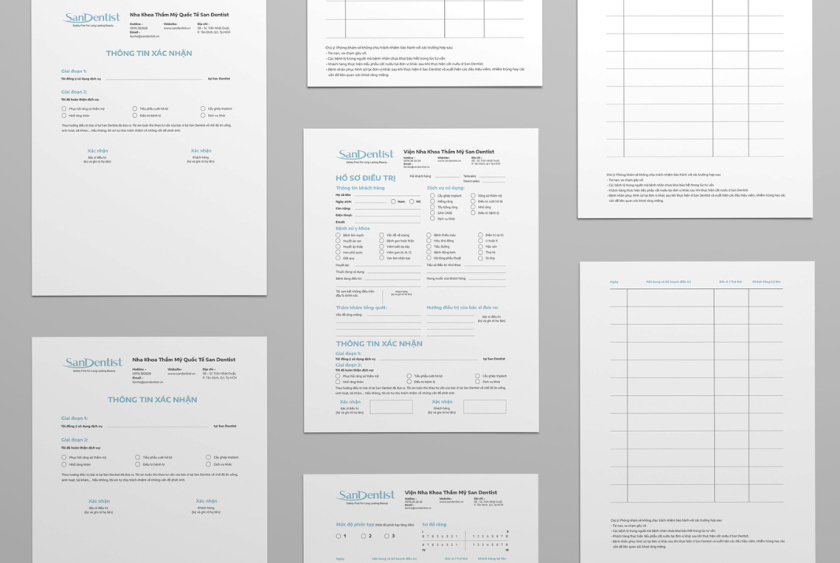 SanDentist 美容牙科品牌形象vi設計，清新風格突出安全與美麗