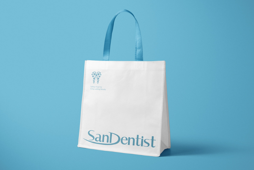 SanDentist 美容牙科品牌形象vi設計，清新風格突出安全與美麗