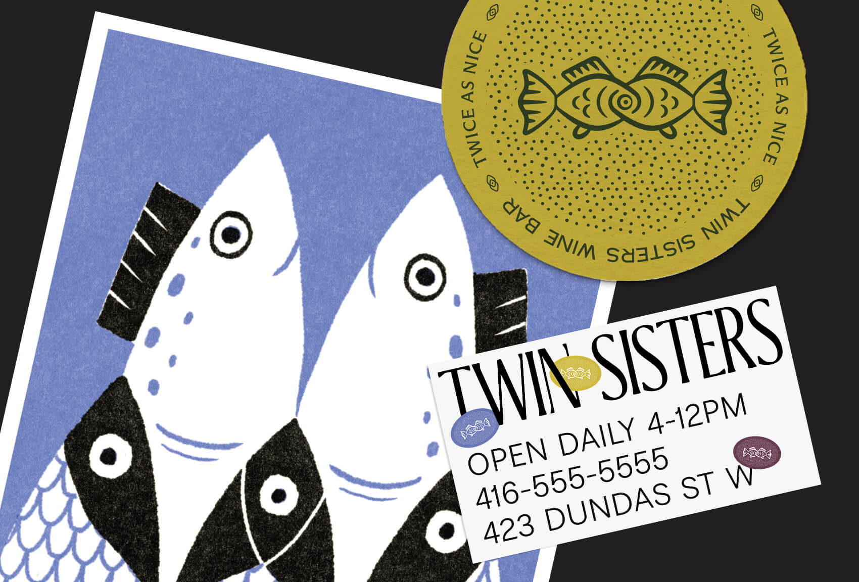 Twin Sisters 酒吧雙魚logo設(shè)計品牌視覺形象設(shè)計