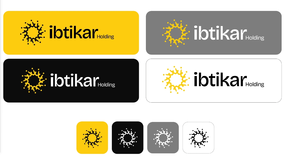 Ibtikar 投資控股公司logo設(shè)計(jì)企業(yè)形象vi設(shè)計(jì)類似旋轉(zhuǎn)太陽(yáng)構(gòu)圖