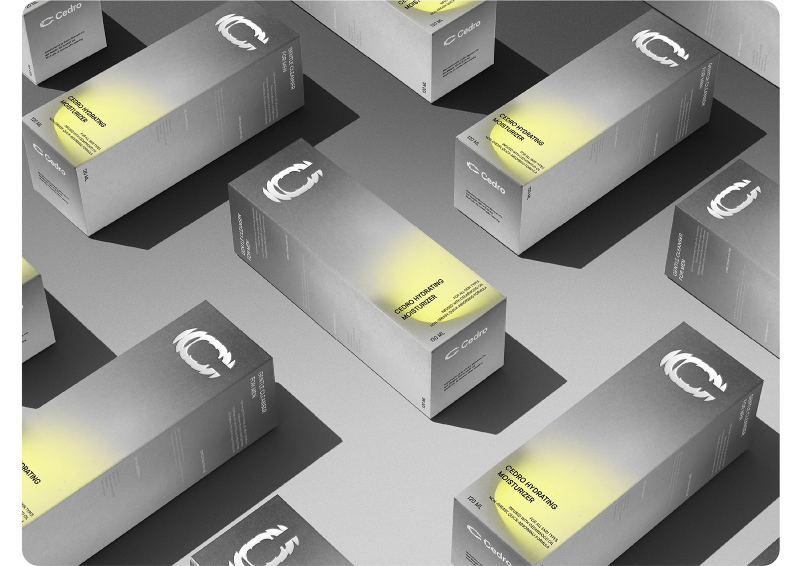 Cedro 男性護膚品品牌創建（潔面乳保濕霜精華液）-命名logo設計銀色包裝設計
