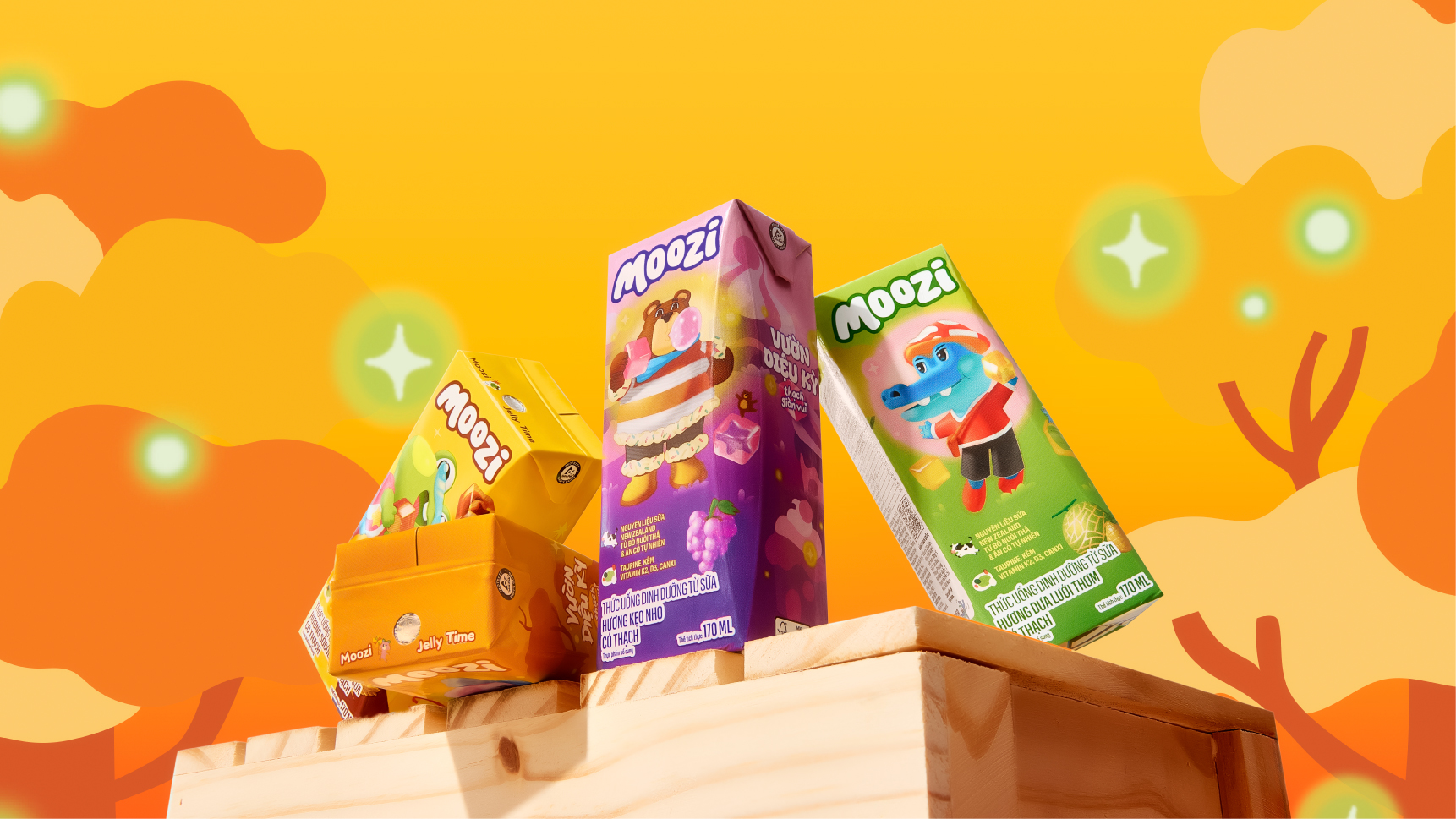 Moozi 兒童牛奶品牌全案設計-logo包裝動物通設計，交融樂趣營養與想象力的世界