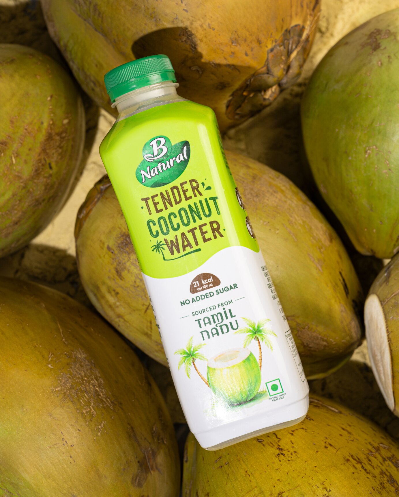 B Natural 椰子水包裝設計自然水彩綠色風格-上海包裝設計公司