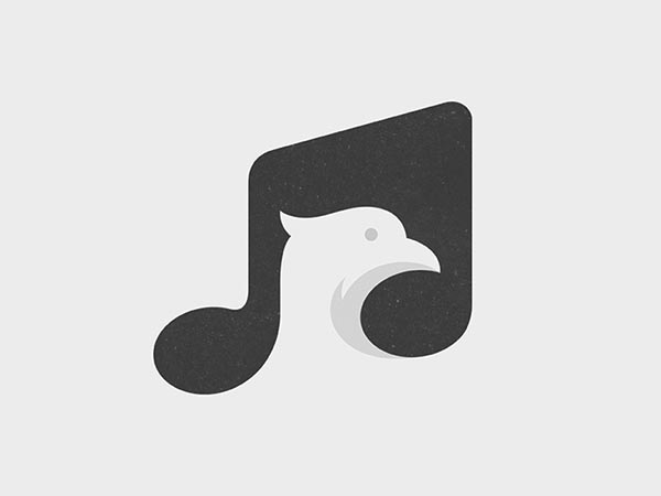 14.鳥歌負空間標志logo設計