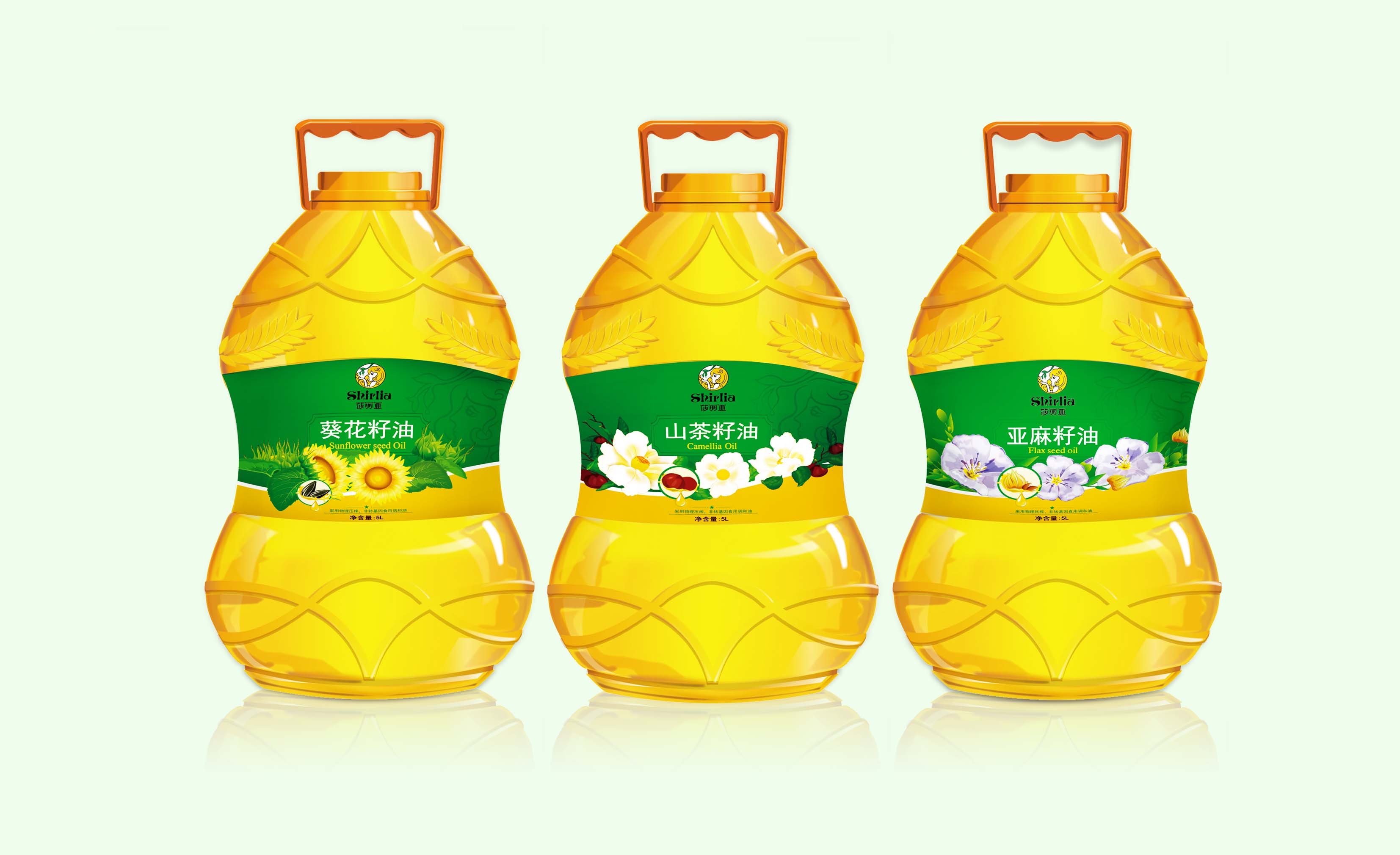 Shirlia 莎麗亞食用油包裝設計瓶形設計山茶油亞麻籽油葡萄籽油禮盒包裝設計