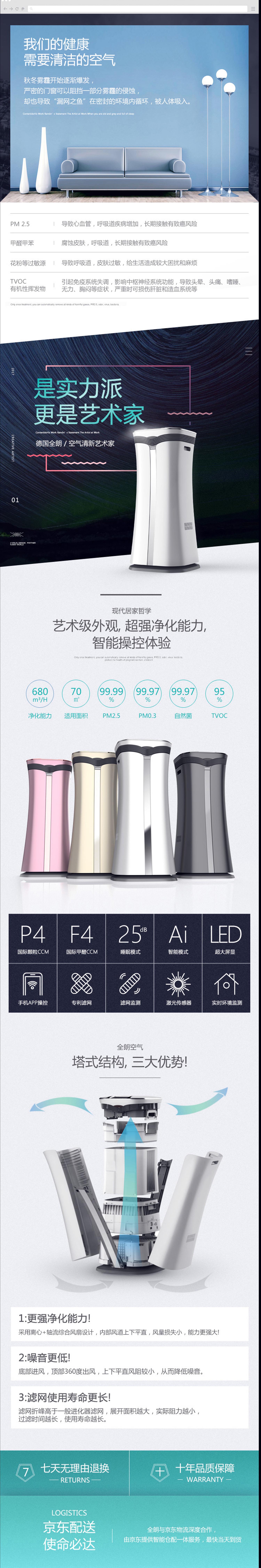 全朗凈化器電商網頁設計