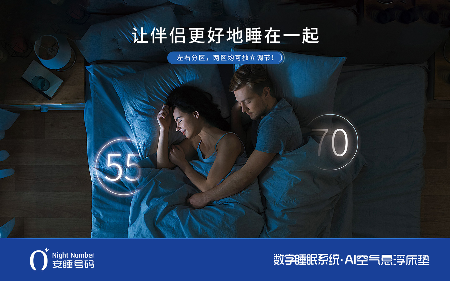 安睡號碼數字睡眠系統與ai空氣懸浮智能床墊賣點海報宣傳廣告設計